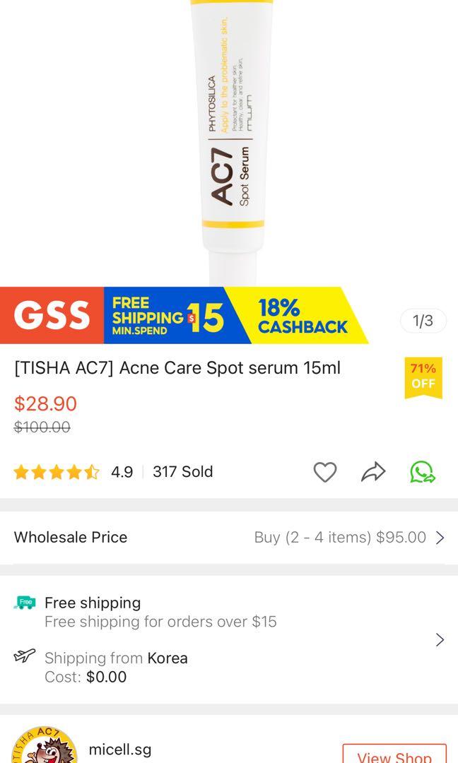 Tisha Ac7 Spot Serum Beauty Personal Care Face Face Care On Carousell