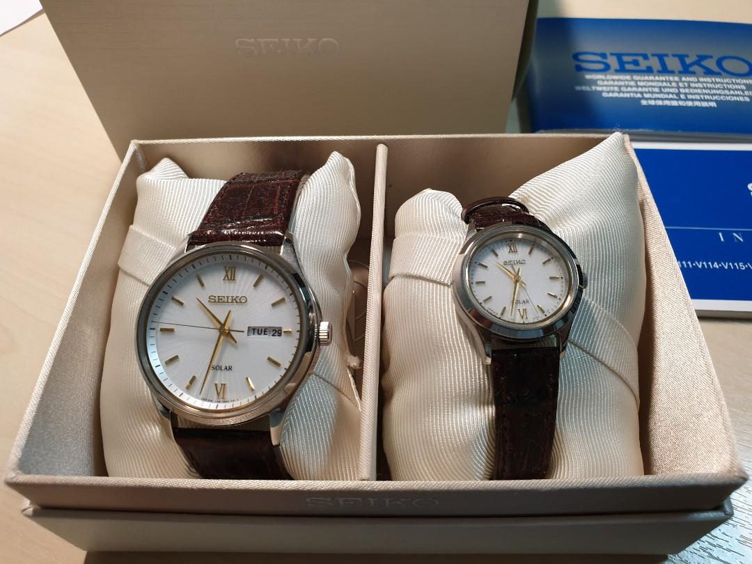 Seiko Solar Matching Couple Watch (new unworn), Luxury, Watches on Carousell