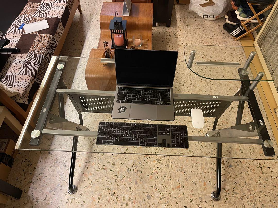 used inkagu ct3352 1 computer table tempered glass clear furniture home living furniture tables sets on carousell