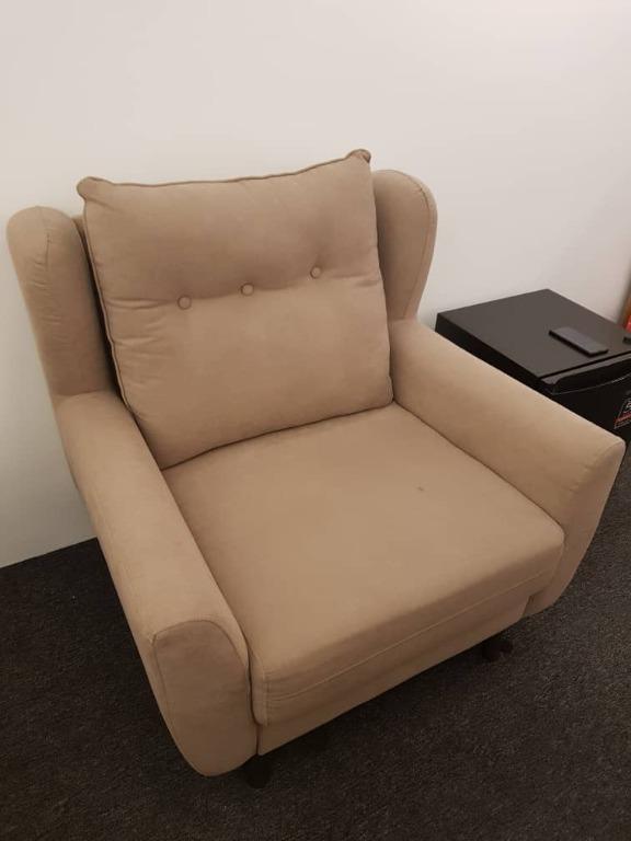 1 Seater Big Comfortable Cozy Sofa Chair In Beige Home Furniture Furniture On Carousell