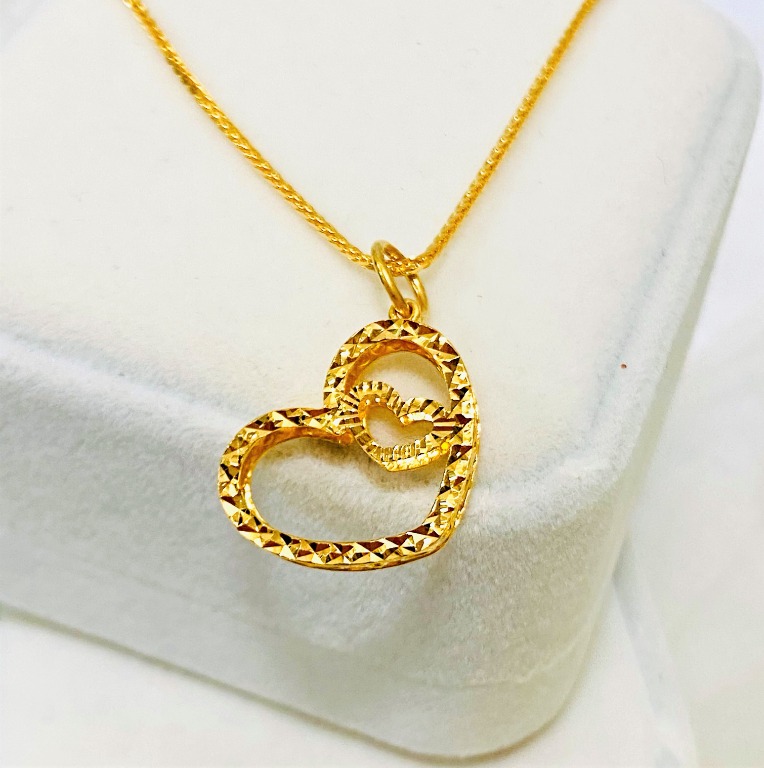 916 22K Gold Heart Pendant X6788 Women s Fashion Jewelry