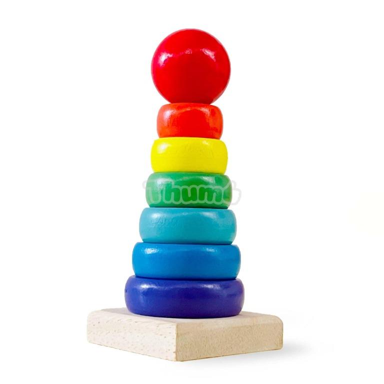 Montessori Toys Rainbow Wooden Ring Stacker Tower Carousell