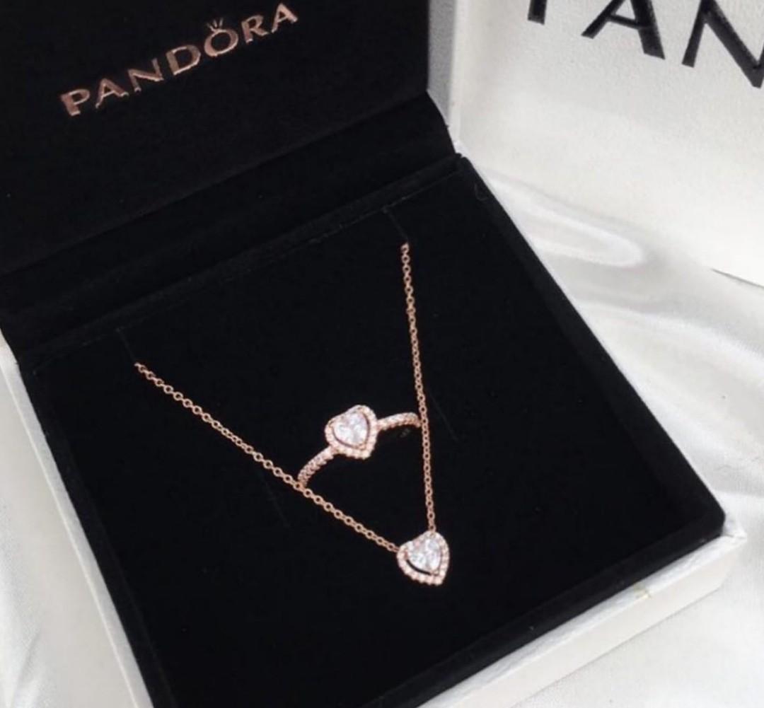 🛑 PANDORA rosegold set!! ELEVATED HEART 