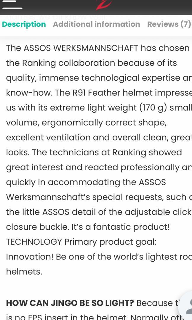 Assos Jingo G1 Helmet Sports Equipment Bicycles Parts Parts