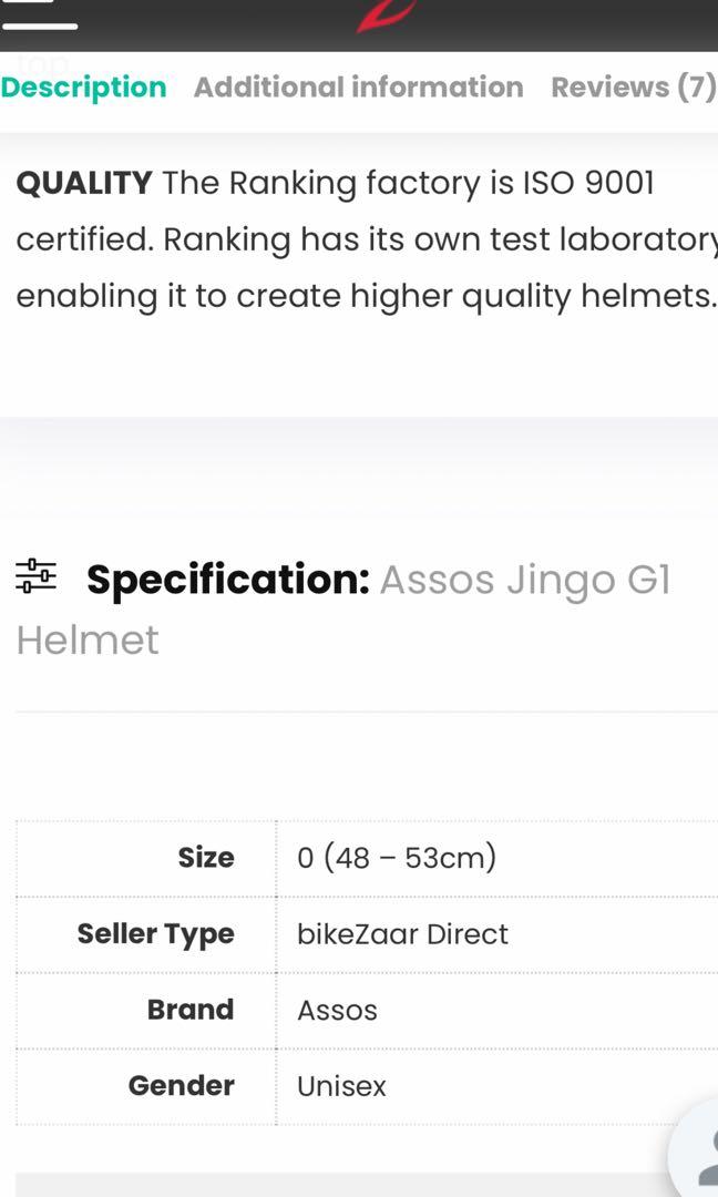 Assos Jingo G1 Helmet Sports Equipment Bicycles Parts Parts