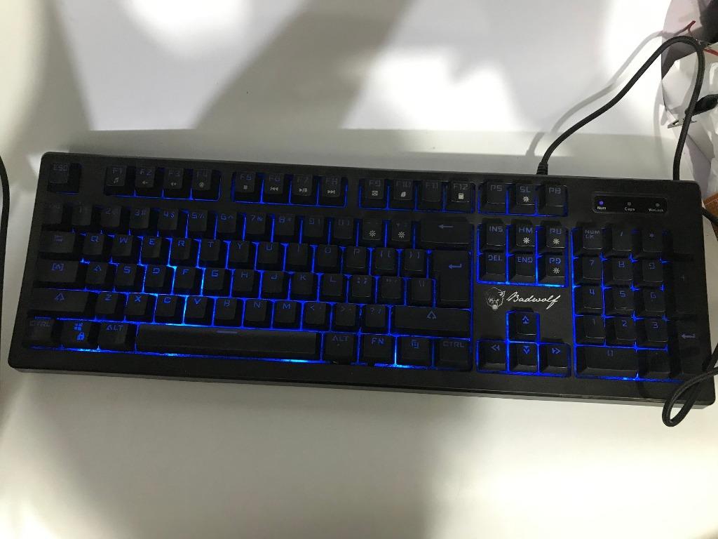BADWOLF PLUNGER GAMING KEYBOARD LED, USB PORT, WIRED, BLACK, USED ...