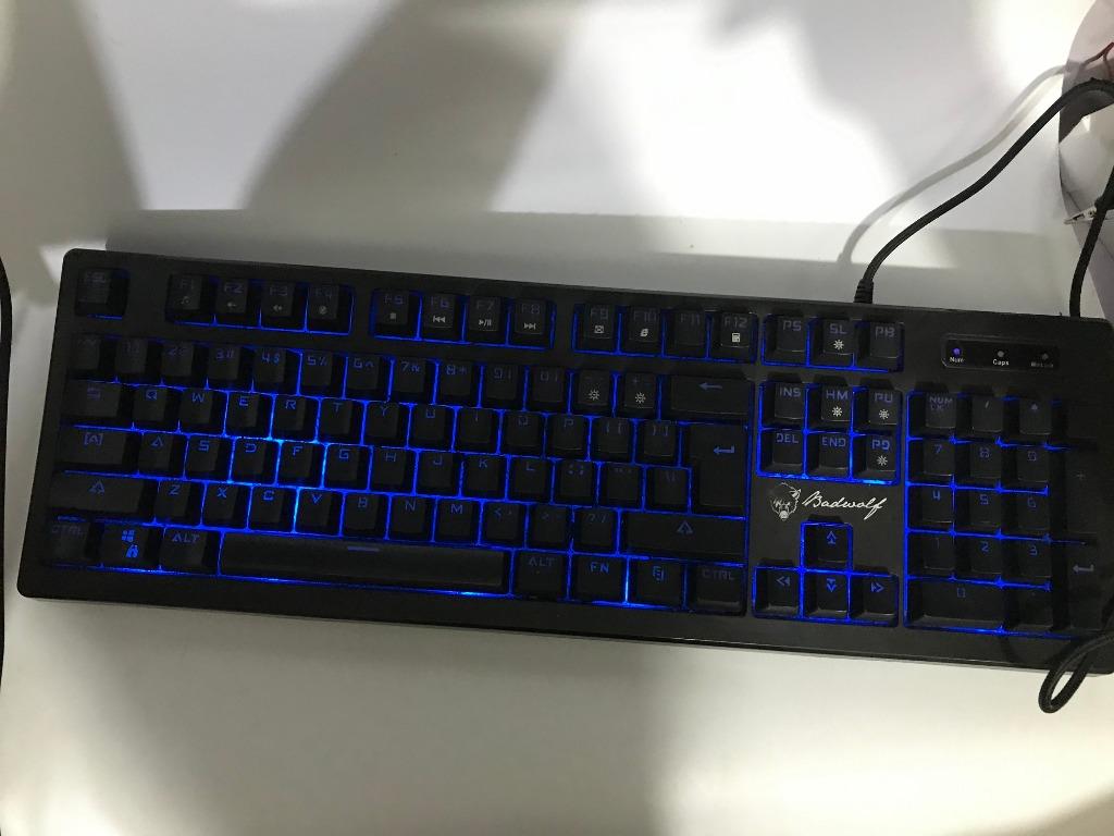 BADWOLF PLUNGER GAMING KEYBOARD LED, USB PORT, WIRED, BLACK, USED ...