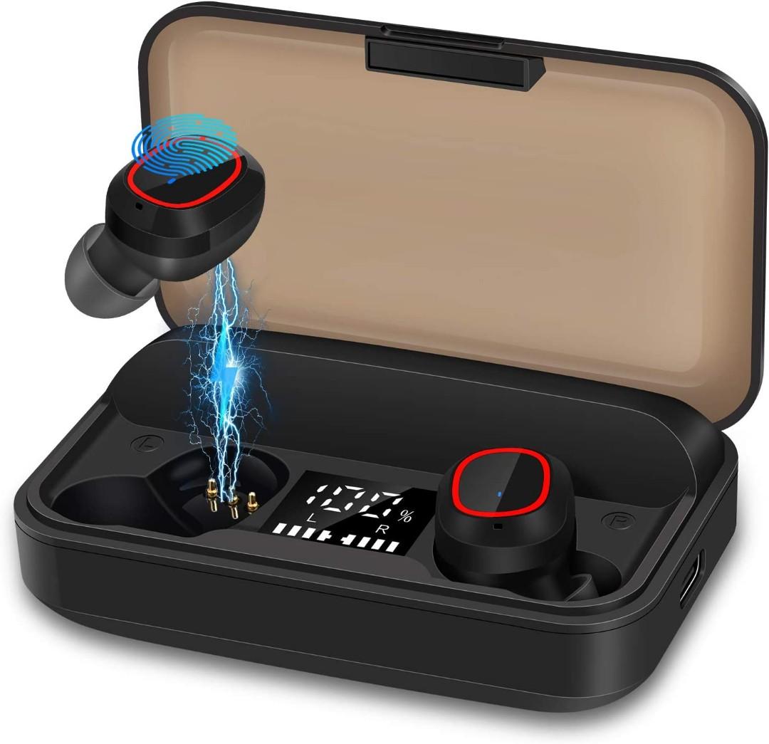 bakibo Wireless Earphones Bluetooth 5.1 Auto Pairing TWS Headphone Ear In Headset with Mic Sport Earbuds with 3100mAh LCD Charging Case 120H