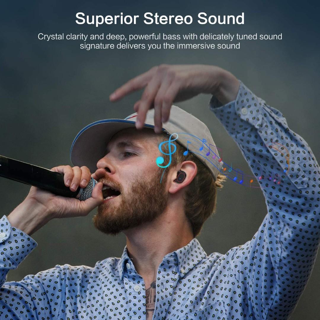 bakibo Wireless Earphones Bluetooth 5.1 Auto Pairing TWS Headphone Ear In Headset with Mic Sport Earbuds with 3100mAh LCD Charging Case 120H