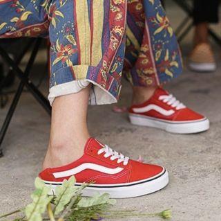 vans old skool mule on feet