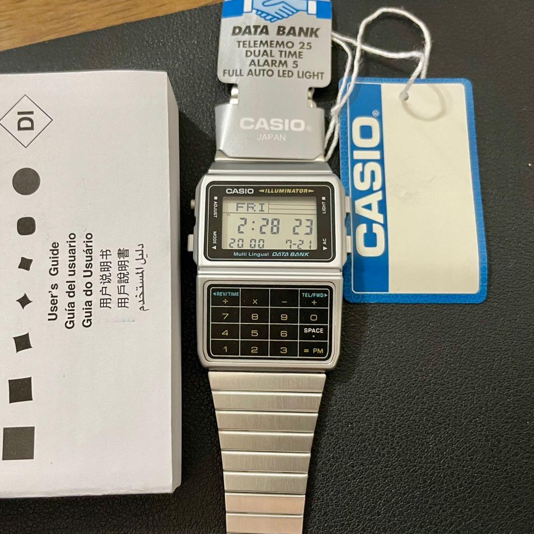 Casio men's silver tone 25 memory calculator databank watch store
