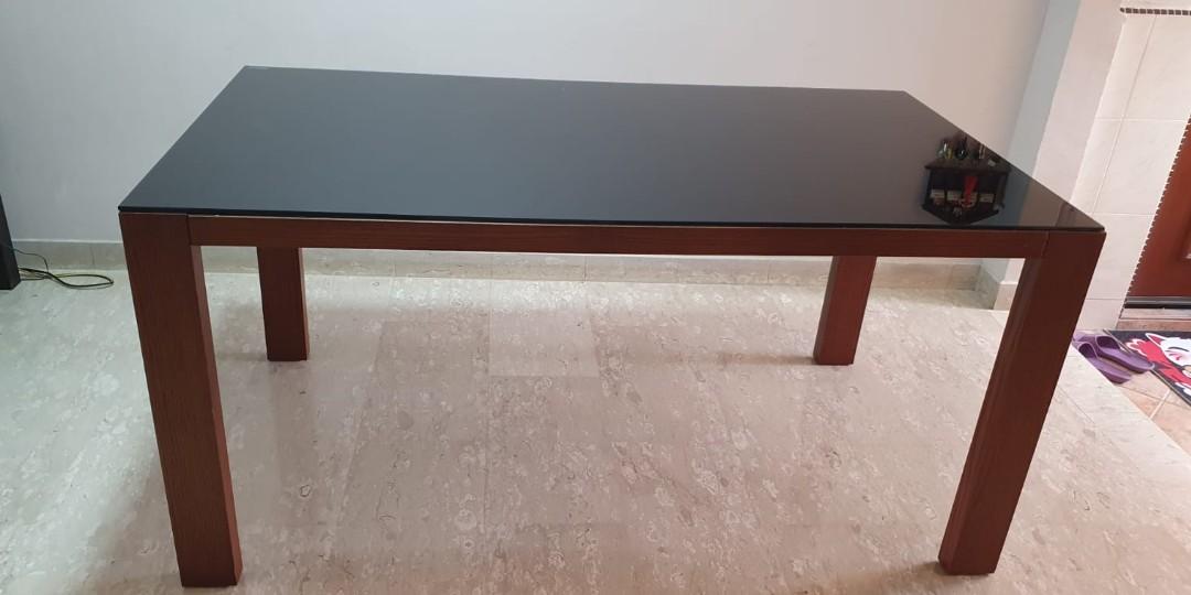 Celine Tinted Glass Top Dining Table 160x90 cm, Furniture & Home Living