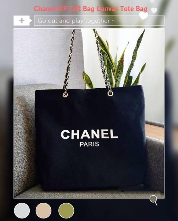 Chanel VIP Gift Tote Black Canvas Bag