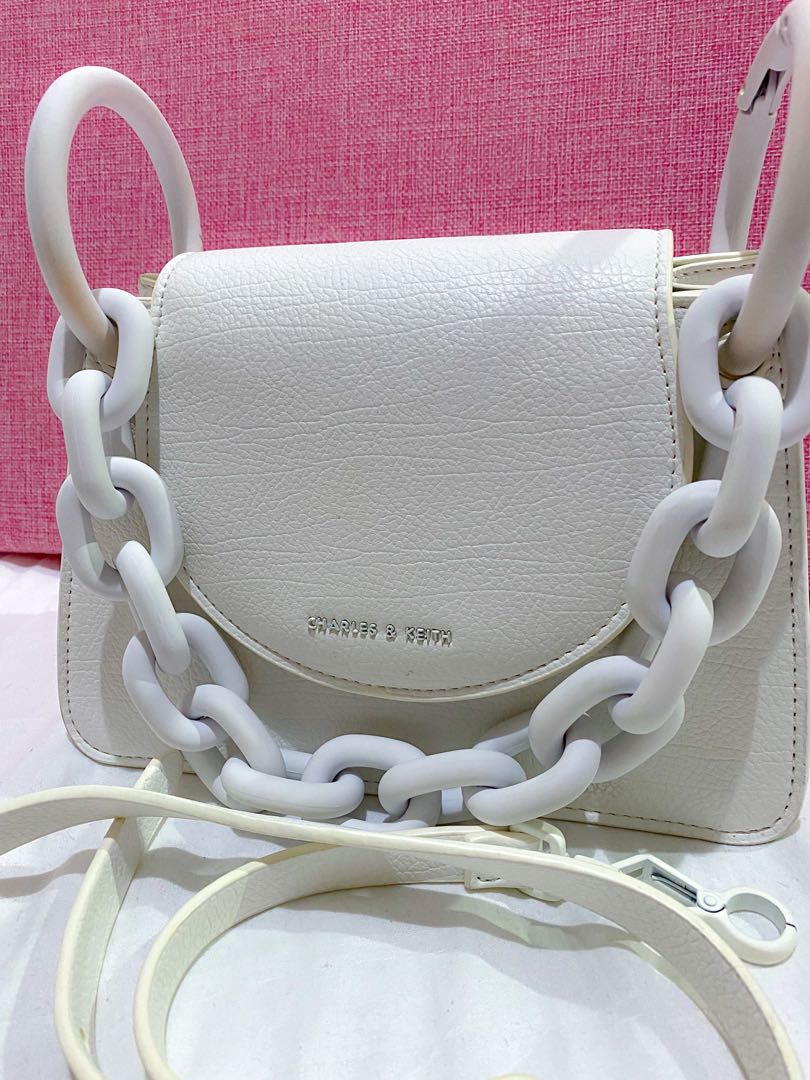 Charles and keith white shop sling bag