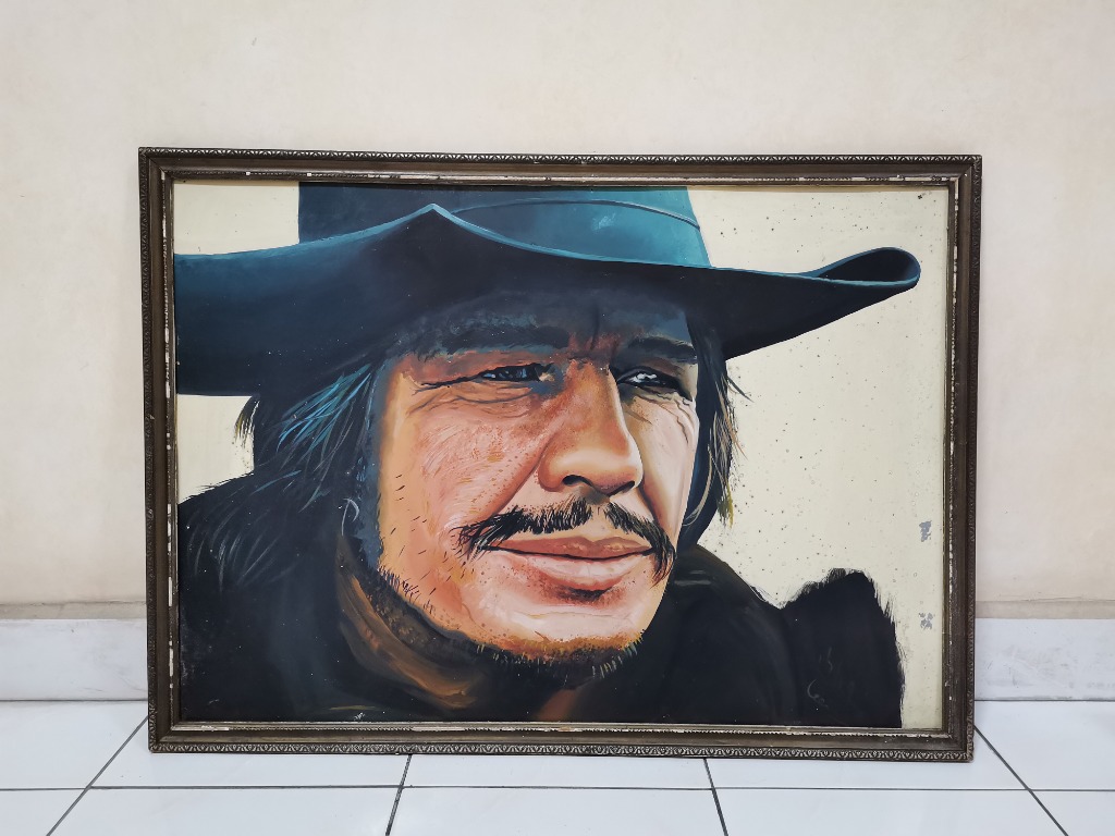 charles-bronson-80s-portrait-painting-by-malaysian-artist-with-frame