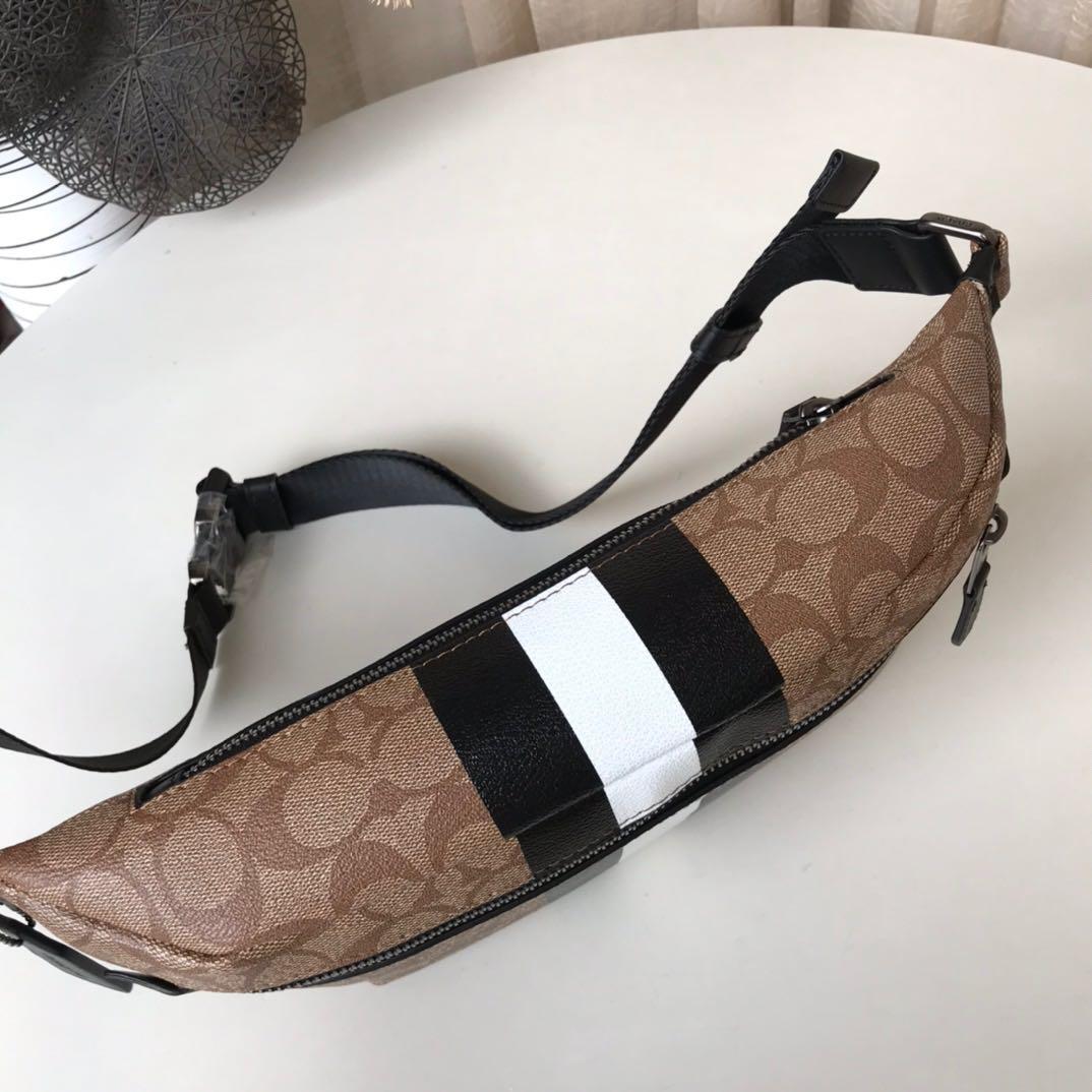 Coach Grade Belt Bag In Signature Canvas With Varsity Stripe, Women's