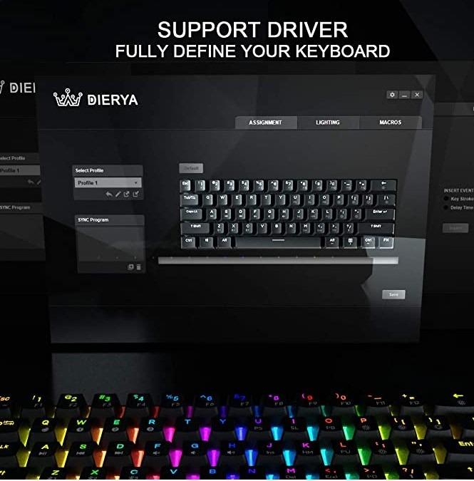 DIERYA DK61E 60% Mechanical Gaming Keyboard - Gateron Optical
