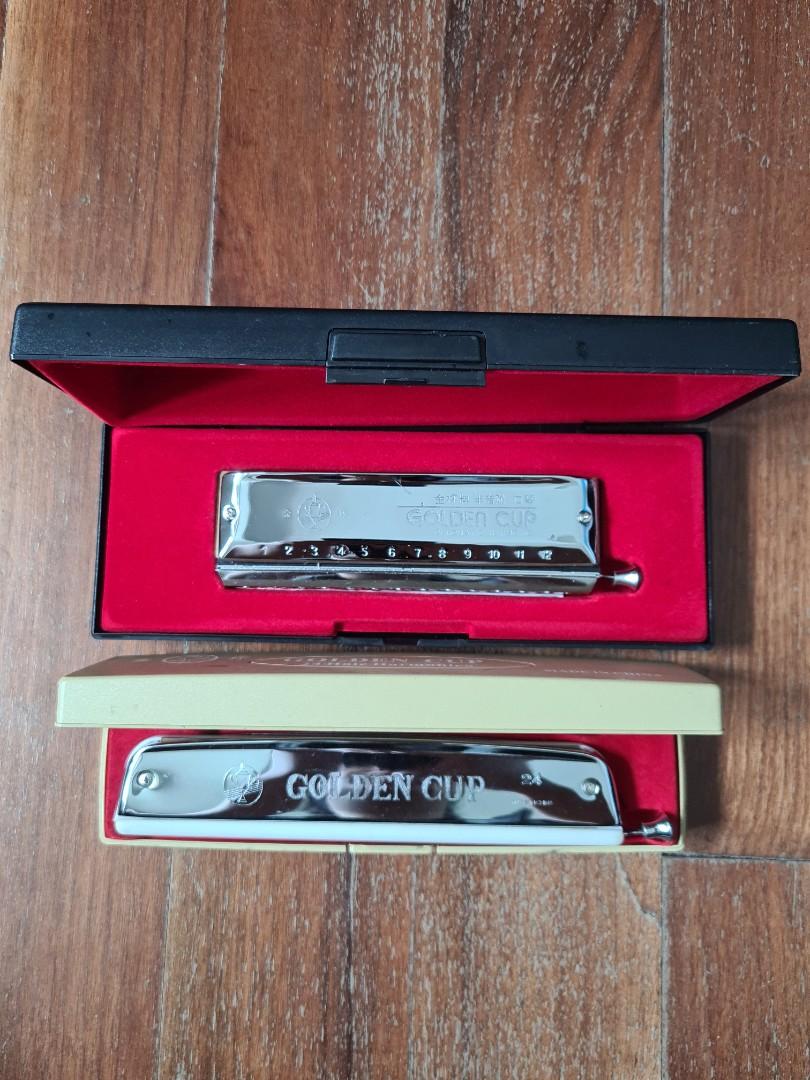 Golden cup chromatic harmonica, Hobbies & Toys, Music & Media, Musical