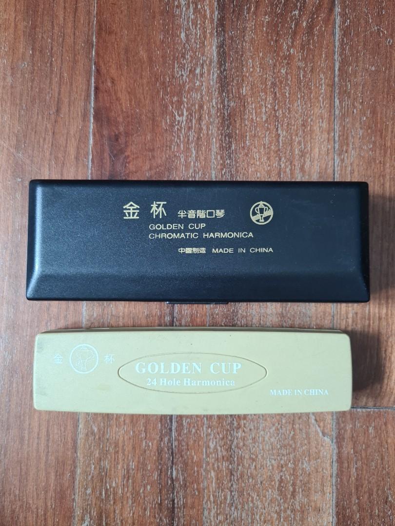 Golden cup chromatic harmonica, Hobbies & Toys, Music & Media, Musical