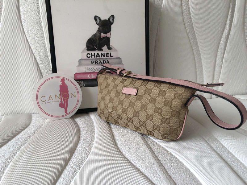 Gucci Monogram Boat Pochette Pink Trims. Made in Italy., Luxury, Bags &  Wallets on Carousell
