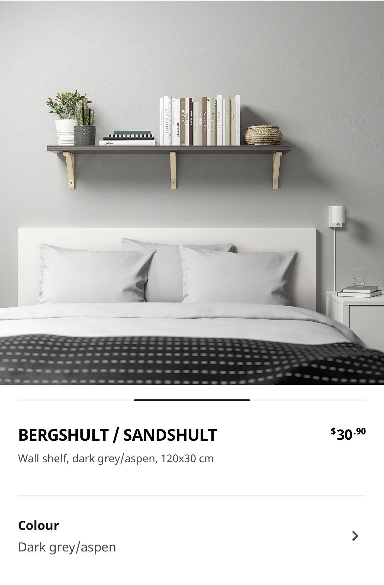 IKEA wall shelf (grey), Furniture & Home Living, Furniture, Shelves