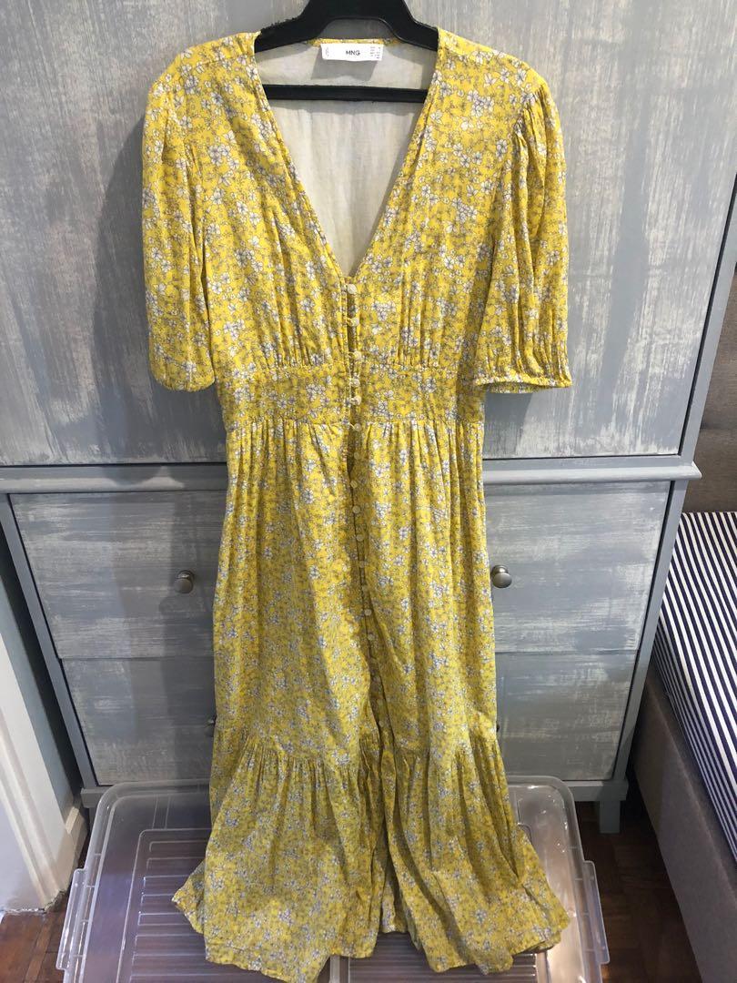Mango yellow top floral dress
