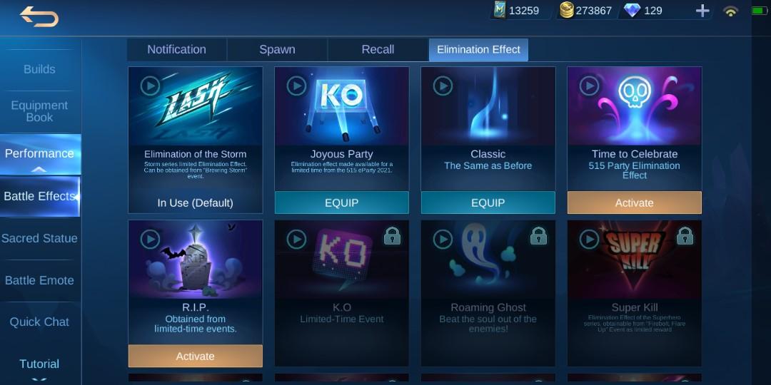 Mobile Legend Account Full KOF Vol 1, Recall api tas tas (HARGA BOLEH