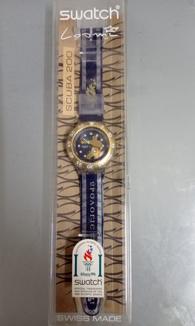 NOS Swatch Watch Scuba 200m 1996 Atlanta Olympic Games Men #39 s Fashion