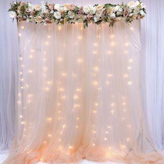 [Rental] Peach Tulle Curtain Backdrop (Suitable for Wedding / Birthday / Solemnisation / Photobooth)