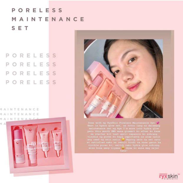 RYX Poreless Maintenance Set (Category: Face Care) located in Mandaluyong City. Submitted by charlaloooo (Listing ID 1091852931, Image 2). Description: Celebrate your poreless and pinkish glow skin with RyxSkin Poreless Maintenance Set (PMS)! ✨ This set is painless, stingless, no micropeeling effect but with powerful whitening and glass skin benefits! 𝟑𝟓𝟎𝐩𝐡𝐩 only, isn't it AMAZING? 😍 Recommended for any age and gender including preggies an