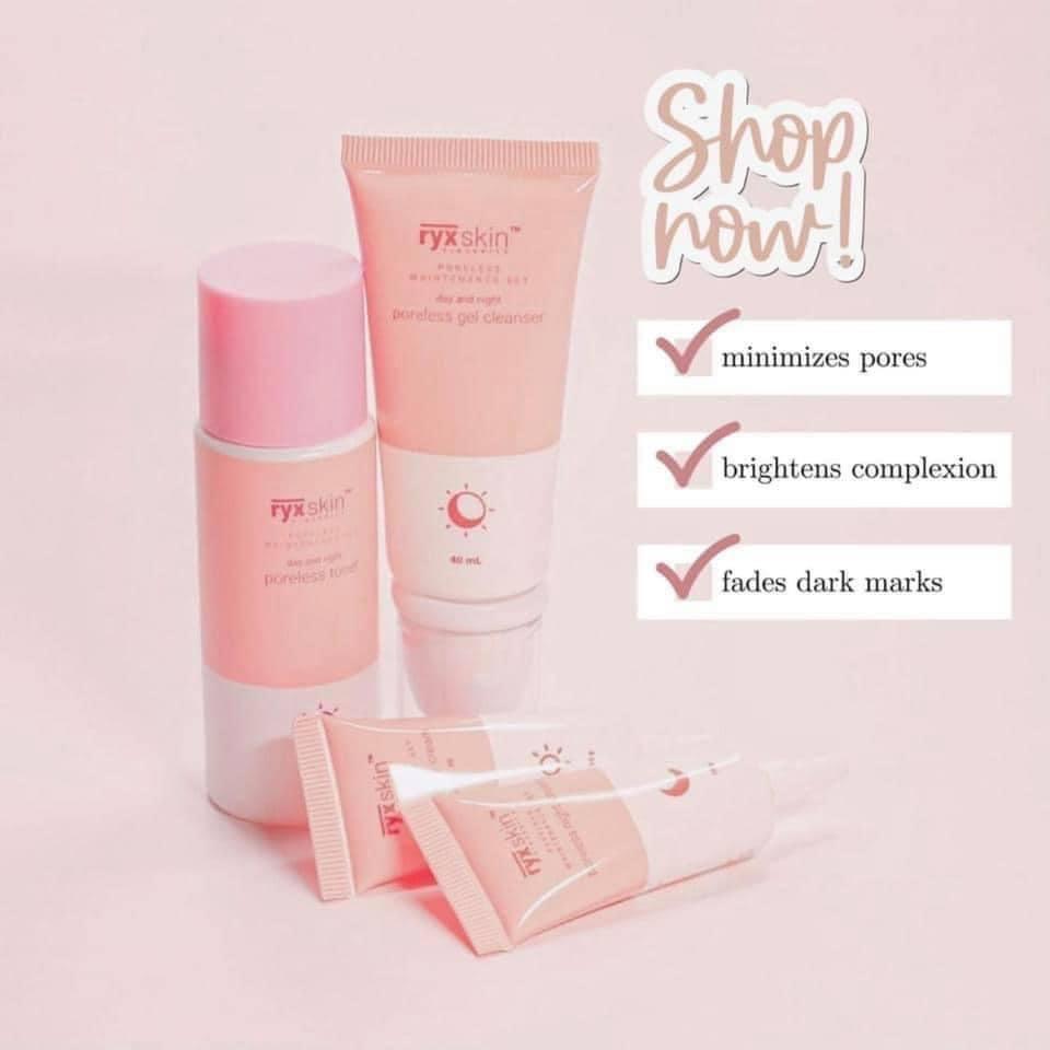 RYX Poreless Maintenance Set (Category: Face Care) located in Mandaluyong City. Submitted by charlaloooo (Listing ID 1091852931, Image 1). Description: Celebrate your poreless and pinkish glow skin with RyxSkin Poreless Maintenance Set (PMS)! ✨ This set is painless, stingless, no micropeeling effect but with powerful whitening and glass skin benefits! 𝟑𝟓𝟎𝐩𝐡𝐩 only, isn't it AMAZING? 😍 Recommended for any age and gender including preggies an