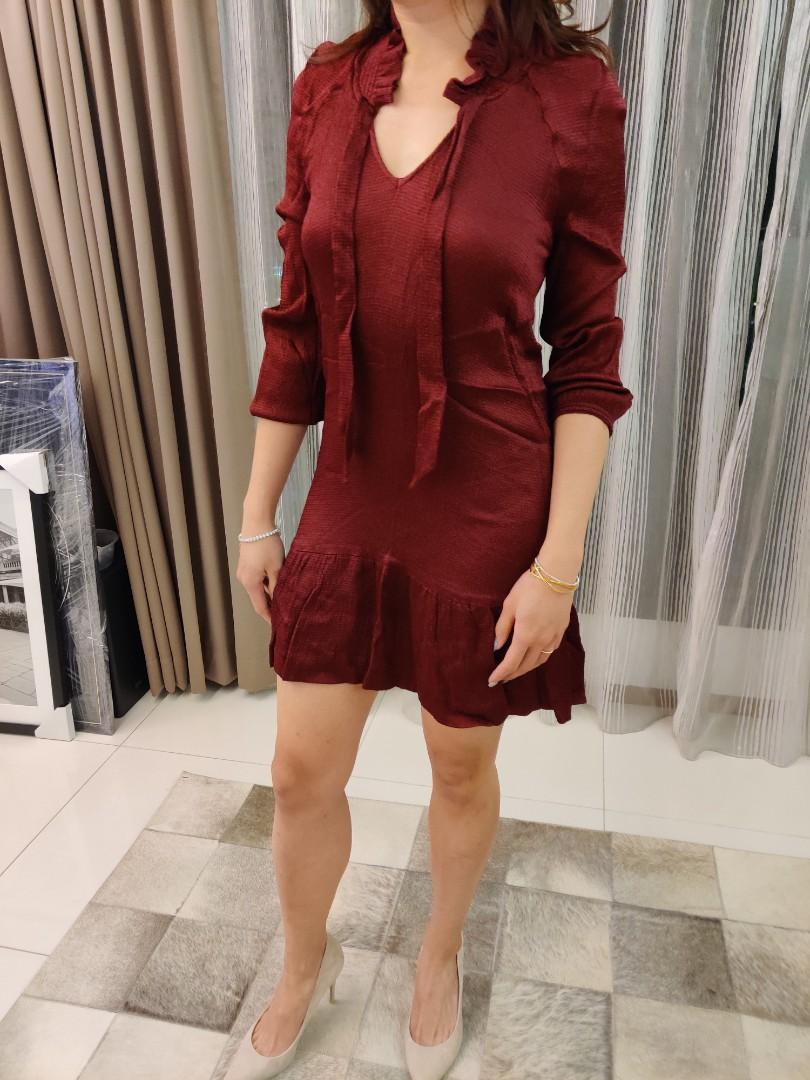 Sandro burgundy dress clearance