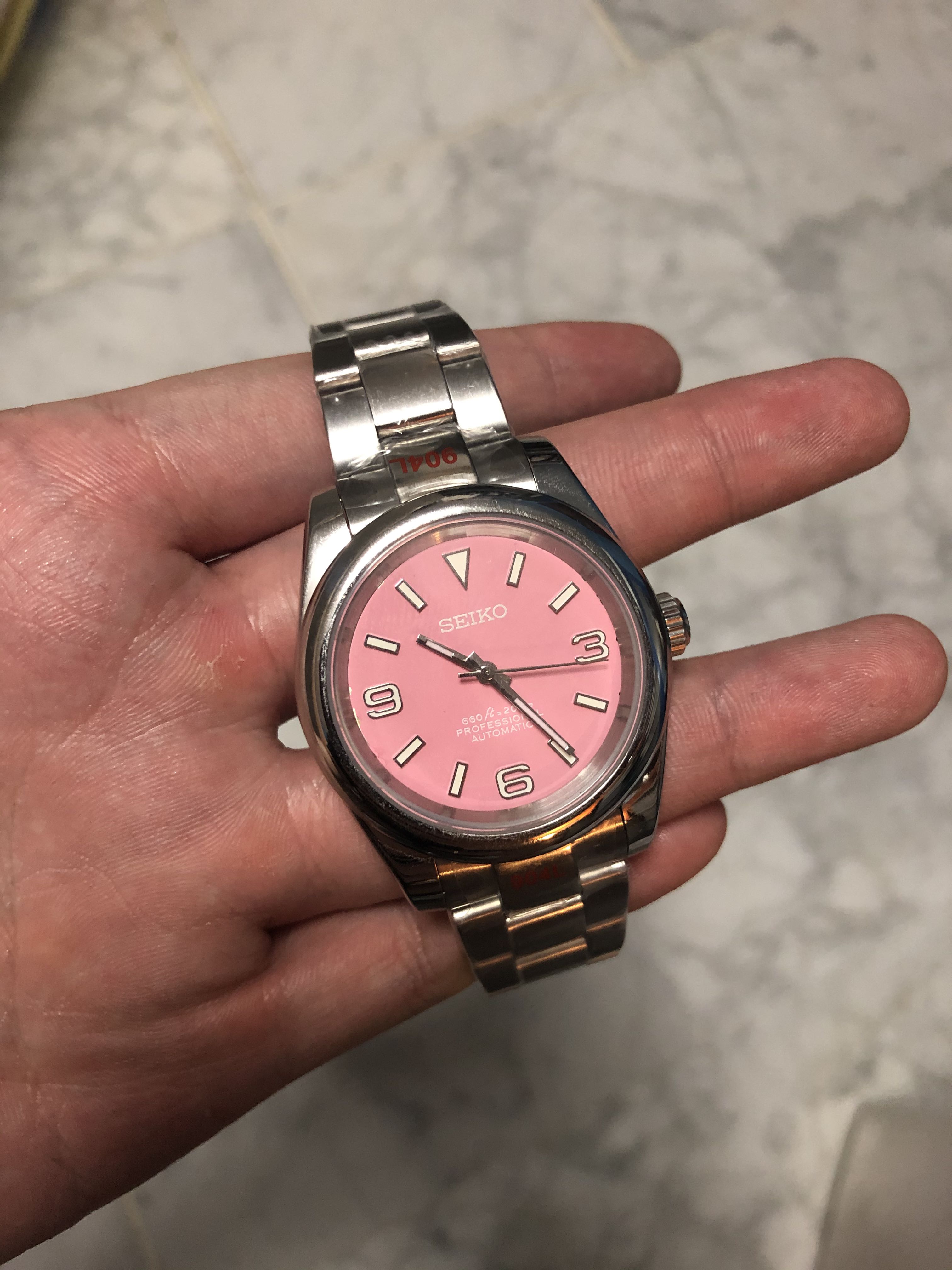 Modded Seiko 5, Pink Enamel Dial Automatic Watch Based On SNK Seiko, Men's  Fashion, Watches Accessories, Watches On Carousell 