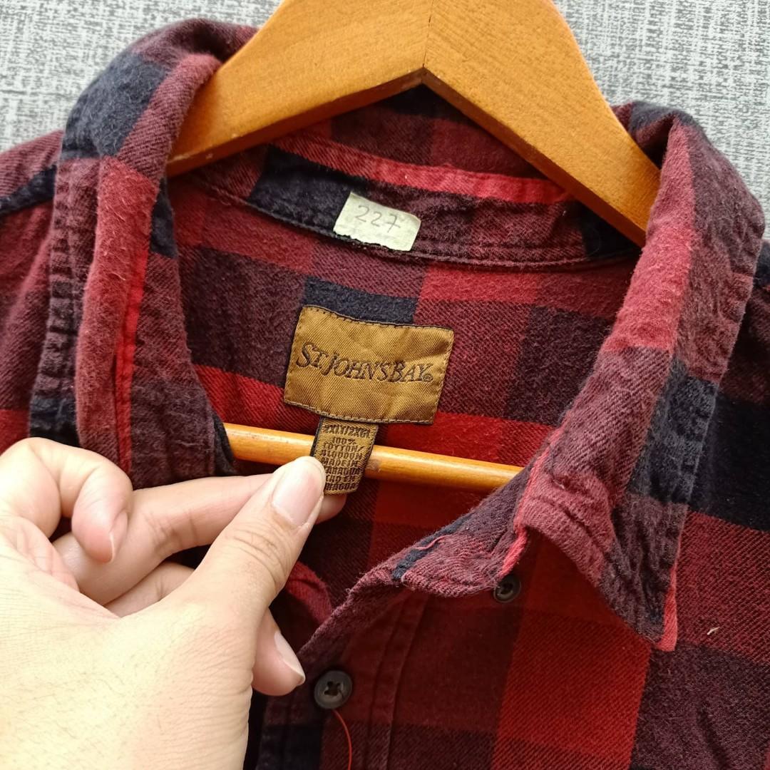 St John bay Kemeja Flannel shirt, Fesyen Pria, Pakaian ...