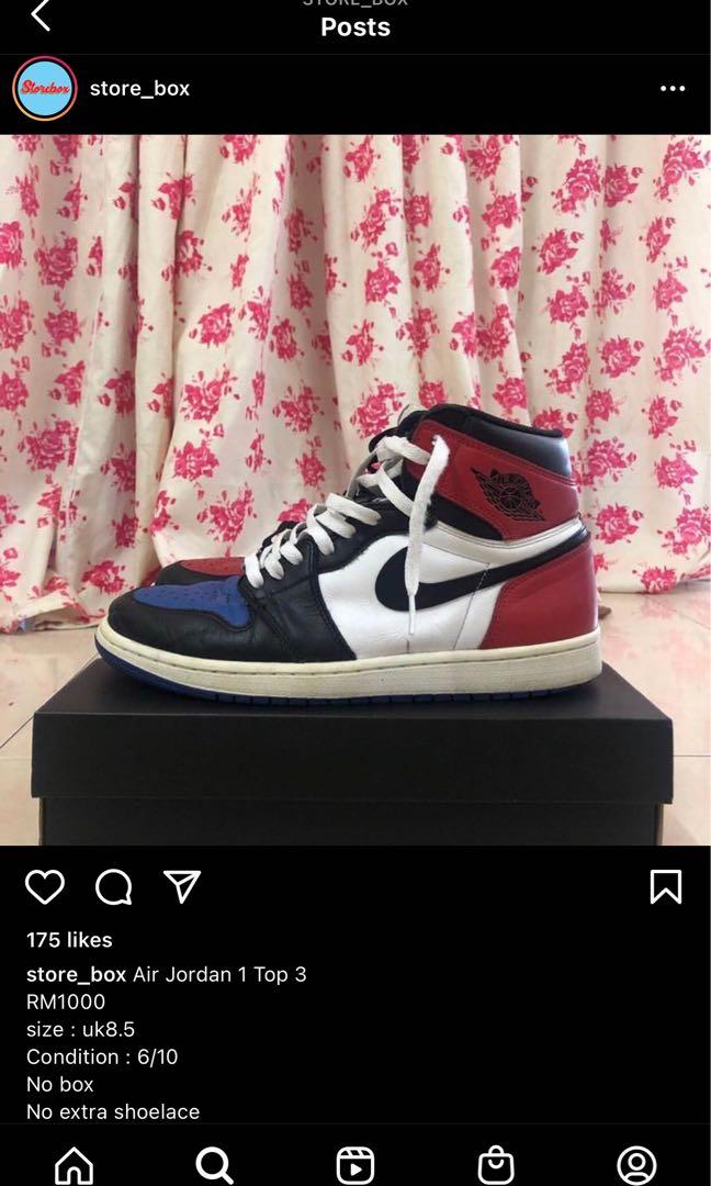 Spille computerspil Medicinsk brydning Air Jordan 1 Retro Top 3, Men's Fashion, Footwear, Sneakers on Carousell