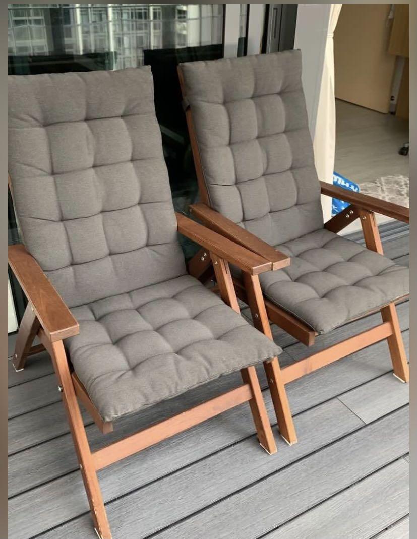 Applaro outdoor reclining chairs with cushions, Furniture & Home Living