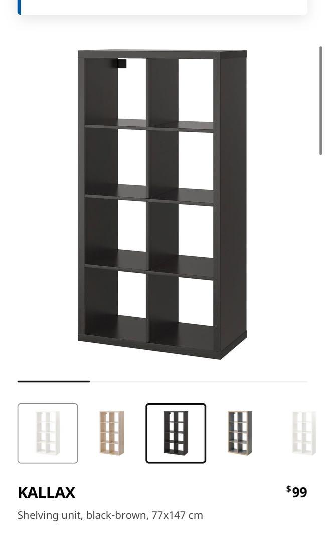 Black IKEA Shelving unit with 6 baskets, Furniture & Home Living