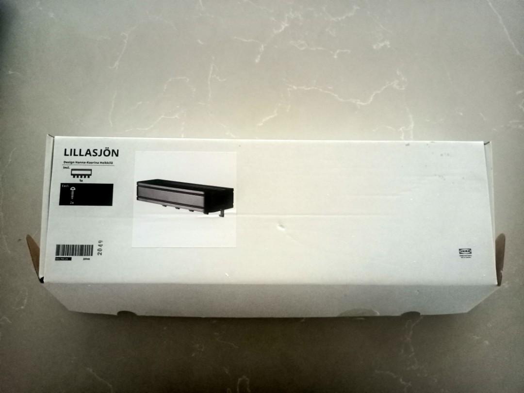 IKEA Lillasjon black metal wall shelf with hooks bathroom kitchen new in  box