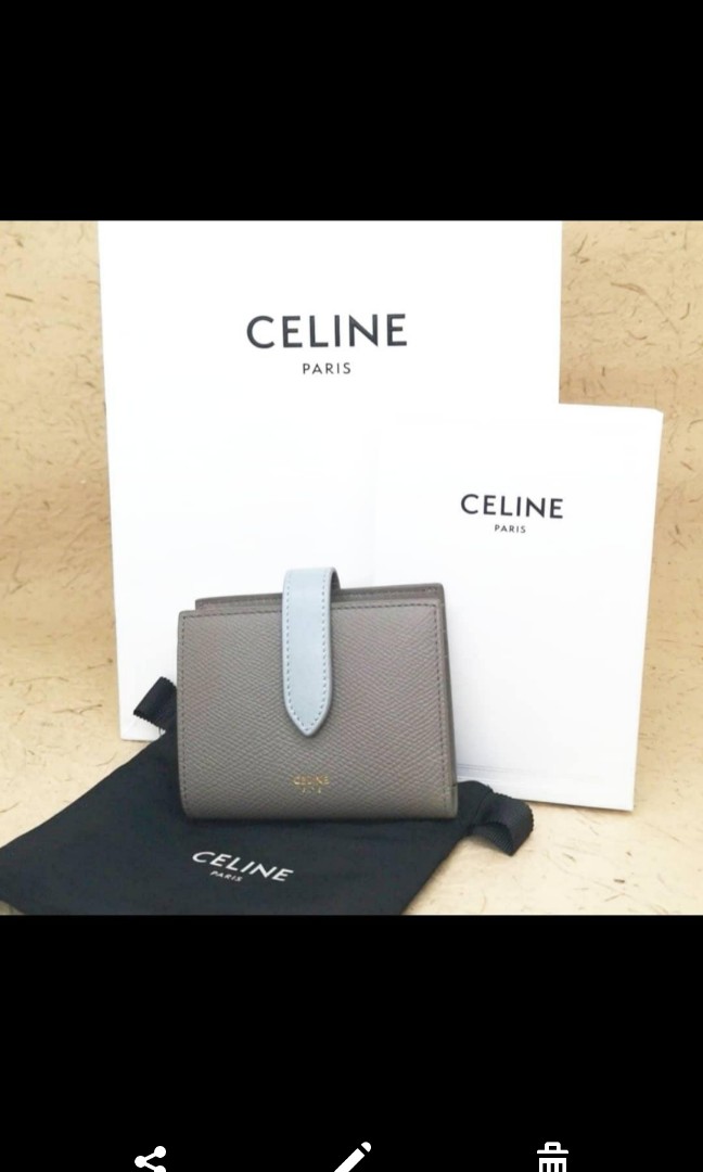 Shop CELINE Strap 2022 SS Small strap wallet in bicolour grained