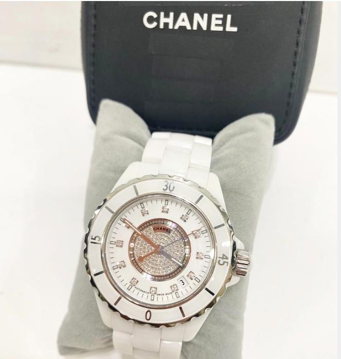 Chanel White Ceramic Diamond J12 Automatic Watch 38mm fit to 16cm