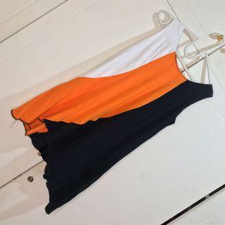 Dress adem tidur tiga warna stripes.