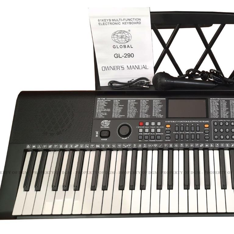 Global keyboard GL-290 61 keys Piano (Category: Musical Instruments) located in Malolos. Submitted by la_mm (Listing ID 1097739827, Image 2). Description: - 61keys multifunction electronic keyboard with microphone - support for external stereo audio play - 265 TONE - 256 RHYTHM - RECORD - STEREO - PERCUSSION SPLIT - barely used, box included - Bought it last year for 3,000 Pesos - RFS: need funds.