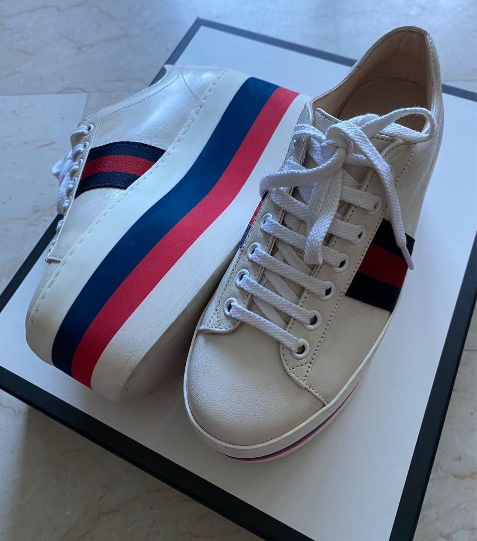 Red and white gucci cheap sneakers