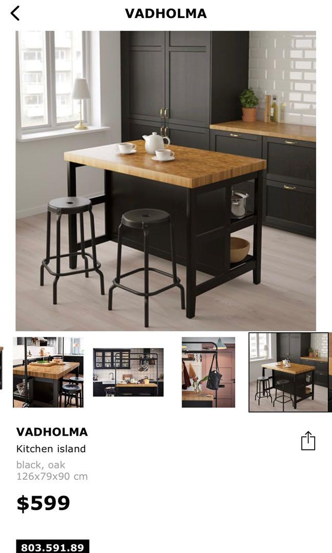 IKEA Kitchen Island VADHOLMA Kitchen island + rack (assembled