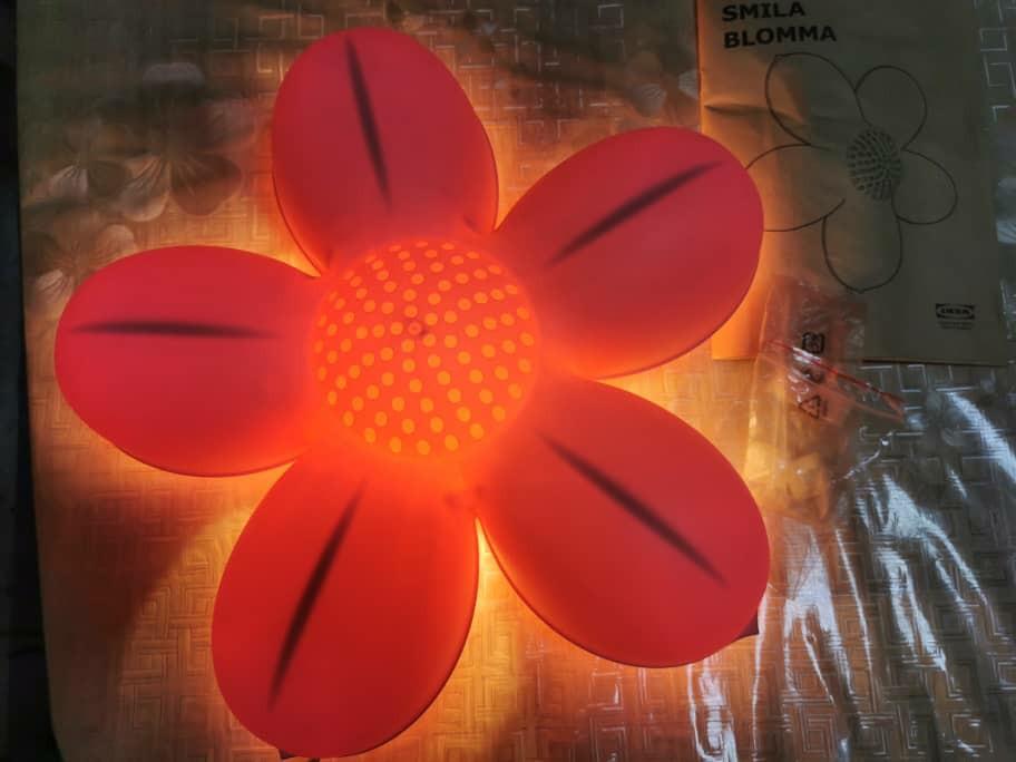 Ikea Smila Blomma pink flower wall lamp, Furniture & Home Living