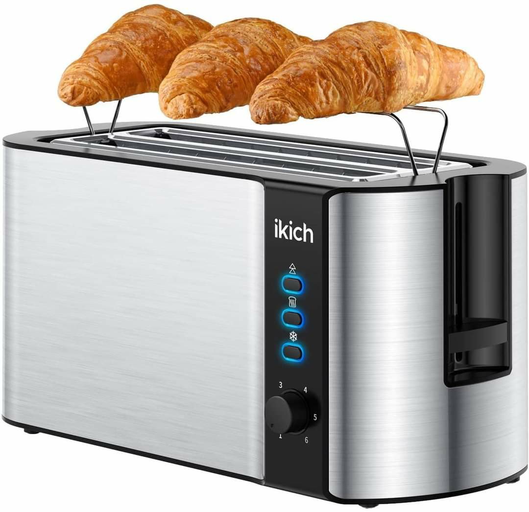 IKICH 4 Slice Toaster, Stainless Steel, Extra Wide 4Slice Long Slot