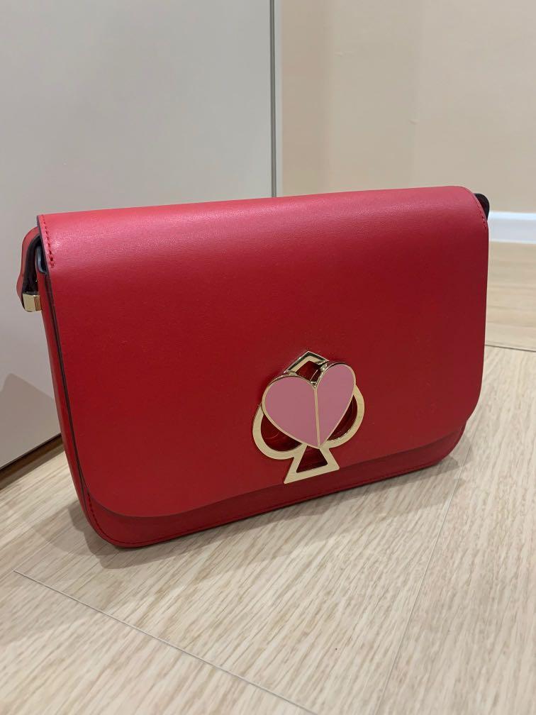 Kate Spade Nicola Twistlock Medium Leather Shoulder Bag In Red