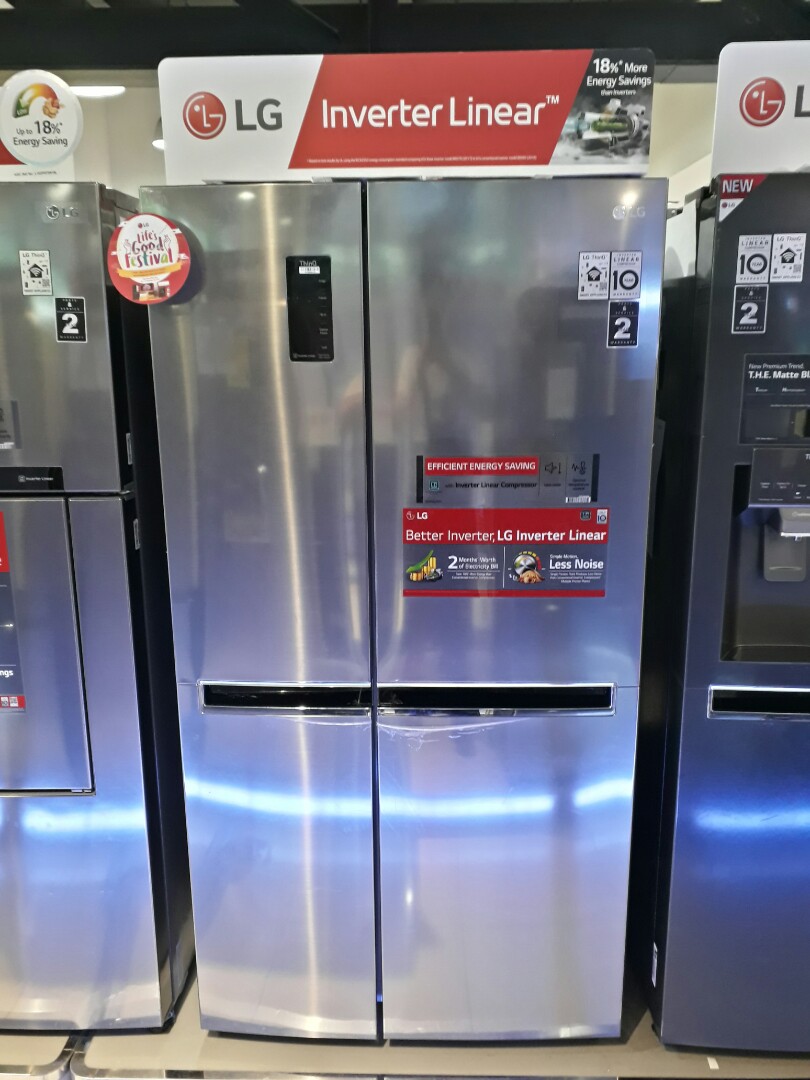 LG Inverter Linear Side by Side Refrigerator GRB247KQDV, TV & Home