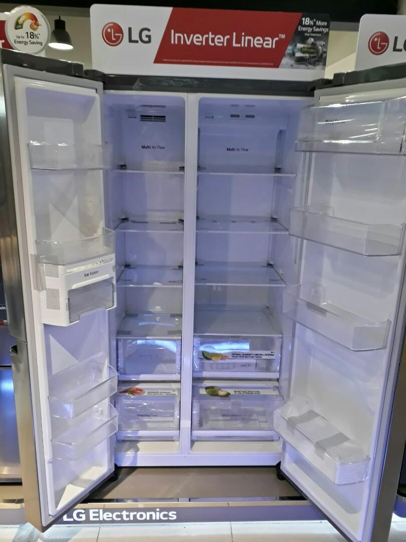 LG Inverter Linear Side by Side Refrigerator GRB247KQDV, TV & Home