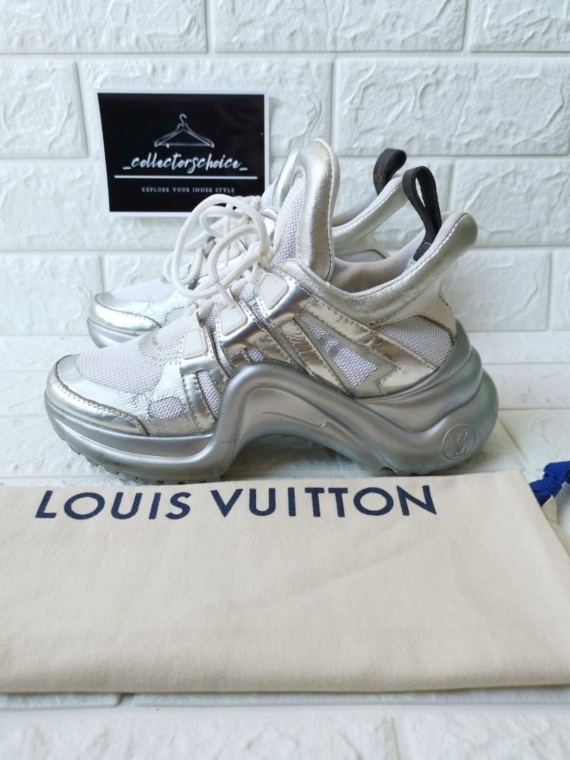 Louis Vuitton Silver/White Leather and Mesh Archlight Sneakers Size 39 Louis  Vuitton